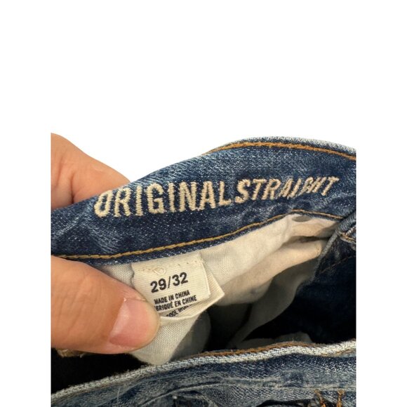 American Eagle Mens Original Straight Jeans 29x32 Distressed Blue Denim Pre-Owne - Picture 2 of 7